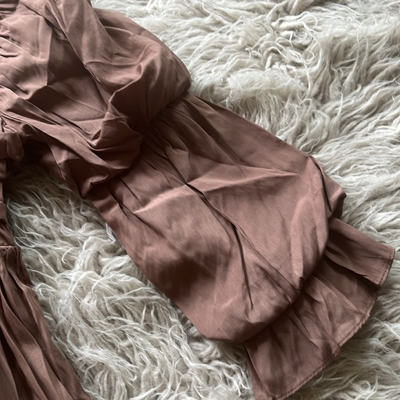 NWT Mustard Seed 'Latte' ruched pleated tiered 3/4 sleeve dress size S - Picture 7 of 10